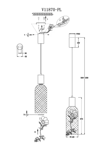 Светильник подвесной LED Ophelia V11870-PL Moderli розовый золотой на 1 лампу, основание розовое золотое в стиле современный арт-деко фото 3 Светильник подвесной LED Ophelia V11870-PL Moderli розовый золотой на 1 лампу, основание розовое золотое в стиле современный арт-деко фото 3
