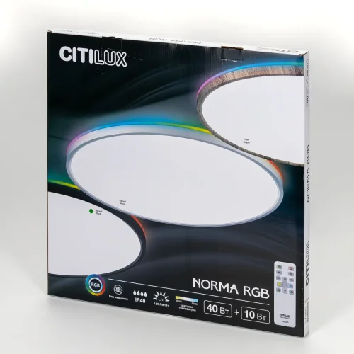 Светильник потолочный LED с пультом Norma CL749501 Citilux белый на 1 лампу, основание чёрное в стиле современный хай-тек круглый с пультом фото 8