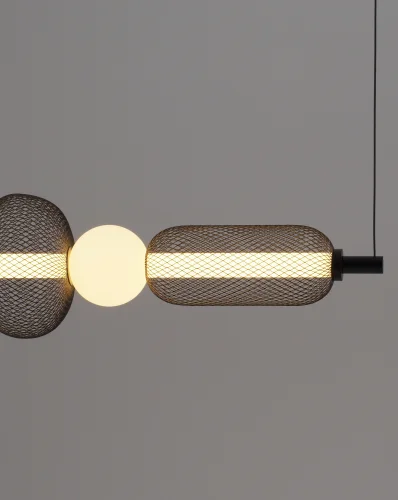 Светильник подвесной LED Lattice V11254-PL Moderli белый чёрный на 1 лампу, основание чёрное в стиле современный линейный фото 3