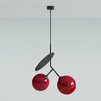 Светильник подвесной CHERRY D50 Black/Red 208610-22 ImperiumLoft красный на 2 лампы, основание чёрное в стиле современный 
