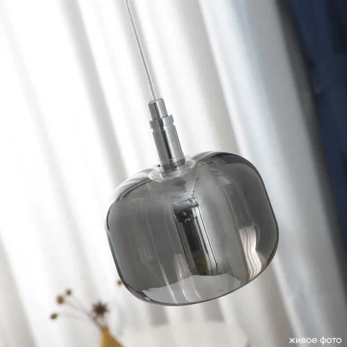 Светильник подвесной BOX SP1 CHROME/SMOKE Crystal Lux серый хром на 1 лампу, основание хром в стиле современный фото 7