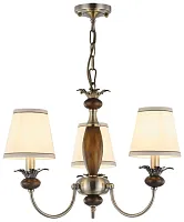 Люстра подвесная 313-503-03 Velante белая на 3 лампы, основание бронзовое в стиле классический 