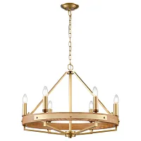 Люстра подвесная Brenda WE586.06.503 Wertmark без плафона на 6 ламп, основание бежевое бронзовое в стиле кантри классический 