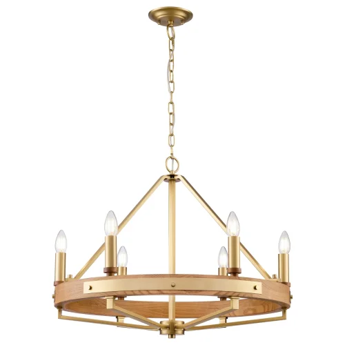 Люстра подвесная Brenda WE586.06.503 Wertmark без плафона на 6 ламп, основание бежевое бронзовое в стиле кантри классический Люстра подвесная Brenda WE586.06.503 Wertmark без плафона на 6 ламп, основание бежевое бронзовое в стиле кантри классический