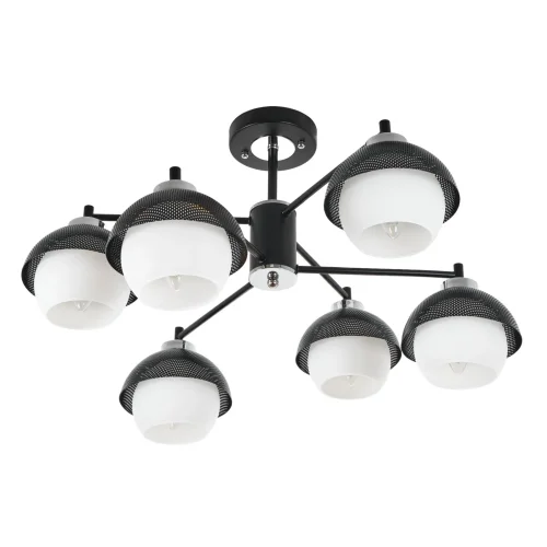 Люстра потолочная Hloya MR1781-6 MyFar белая на 6 ламп, основание чёрное в стиле современный 