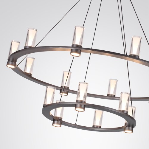 Люстра подвесная LED Defance 7143/110L Odeon Light прозрачная на 16 ламп, основание серое чёрное в стиле современный классический кольца фото 5 Люстра подвесная LED Defance 7143/110L Odeon Light прозрачная на 16 ламп, основание серое чёрное в стиле современный классический кольца фото 5