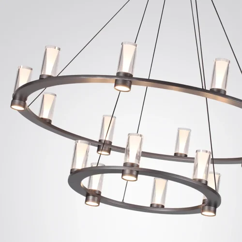 Люстра подвесная Defance 7143/110L Odeon Light прозрачная на 16 ламп, основание серое чёрное в стиле современный классический кольца фото 5 Люстра подвесная Defance 7143/110L Odeon Light прозрачная на 16 ламп, основание серое чёрное в стиле современный классический кольца фото 5