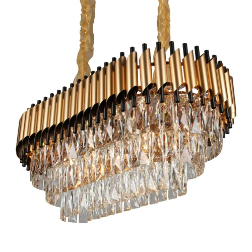 Люстра подвесная хрустальная Fontevivo OML-81903-13 Omnilux прозрачная на 13 ламп, основание матовое золото в стиле классический  фото 3