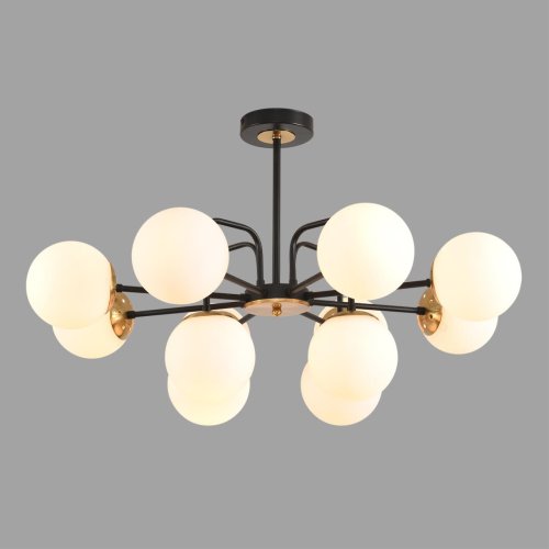 Люстра потолочная Elrona 8375/12C Lumion белая на 12 ламп, основание чёрное в стиле современный шар фото 5