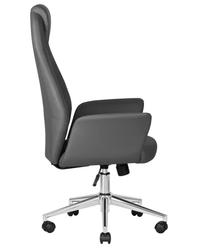 Офисное кресло для руководителя 126B-LMR COLTON, цвет серый Dobrin, серый/экокожа, ножки/металл/хром, размеры - 1125*1225***650*650 фото 3