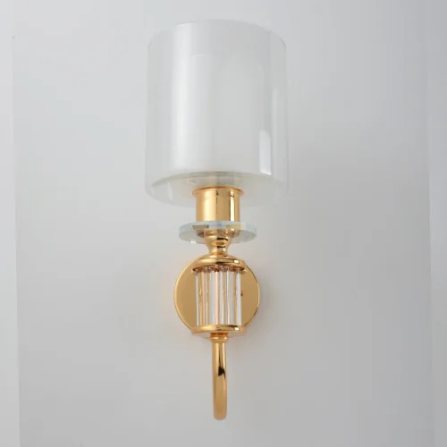 Бра ELENA AP1 GOLD Crystal Lux прозрачный белый на 1 лампу, основание золотое прозрачное в стиле современный фото 2