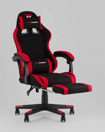 Кресло спортивное TopChairs Prophet с оттоманкой, ткань, черно-красный УТ000039482 Stool Group, красный чёрный/текстиль, ножки/полимер/чёрный, размеры - 1250*1350***490*470 фото 5