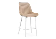 Полубарный стул Седа К бежевый / белый 511170 Woodville, бежевый/велюр, ножки/металл/белый, размеры - ****490*570