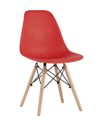 Стул EAMES, красный, 4шт./уп. (набор) УТ000003481 Stool Group, красный/пластик, ножки/дерево/коричневый, размеры - ****460*530