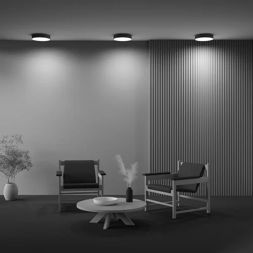 Светильник потолочный LED Zon C032CL-36W4K-RD-B Maytoni белый на 1 лампу, основание чёрное в стиле современный круглый тарелка фото 12