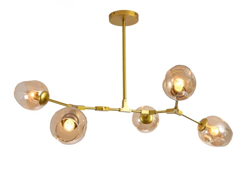 Люстра потолочная Нисса 07512-5,33 Kink Light янтарная на 5 ламп, основание матовое золото в стиле современный  фото 2