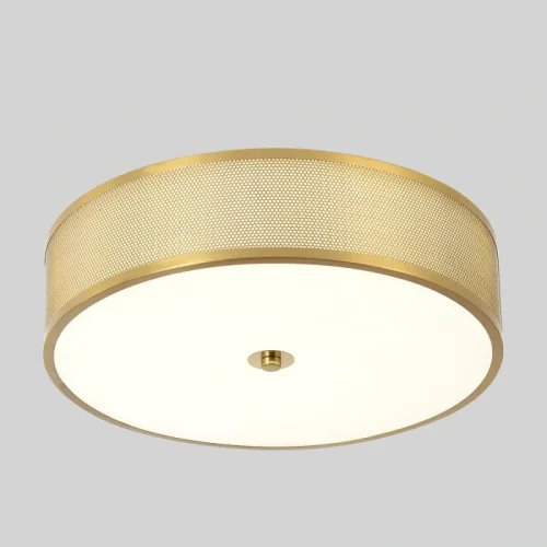 Светильник потолочный ЛЕД с пультом BUTTON PL32W LED Crystal Lux белый на 1 лампу, основание латунь в стиле американский круглый с пультом фото 3