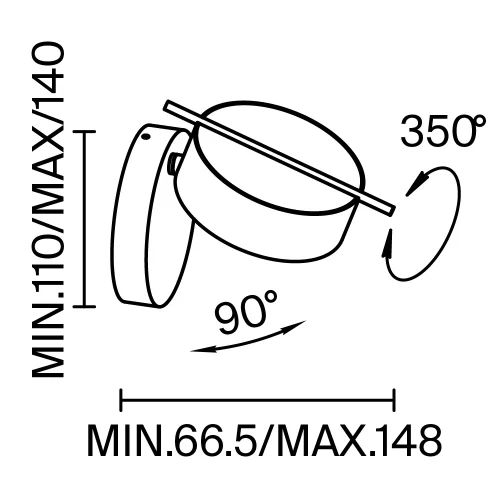 Бра LED Nuance MOD180WL-L4B3K Maytoni чёрный на 1 лампу, основание чёрное в стиле современный хай-тек минимализм фото 7