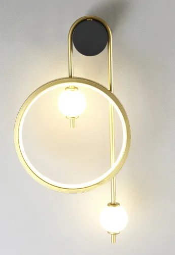Бра LED RODRIGO AP20W LED BLACK/GOLD Crystal Lux белый на 1 лампу, основание золотое чёрное в стиле современный кольца фото 5