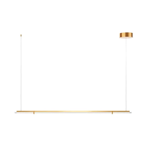 Светильник подвесной LED Plume MOD340PL-L28BS3K Maytoni прозрачный на 1 лампу, основание латунь в стиле современный минимализм линейный