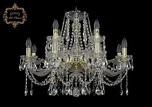 Люстра подвесная хрустальная 11.12.8+4.240.Gd.Sp Bohemia Art Classic прозрачная на 12 ламп, основание золотое в стиле классика 