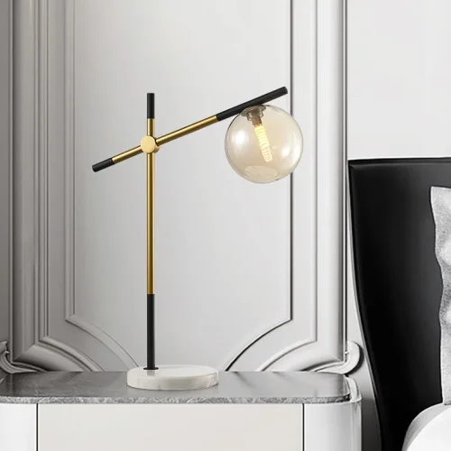 Настольная лампа DOMINGO TAB 151309-26 ImperiumLoft прозрачная на 1 лампу, основание белое камень металл в стиле современный лофт фото 5