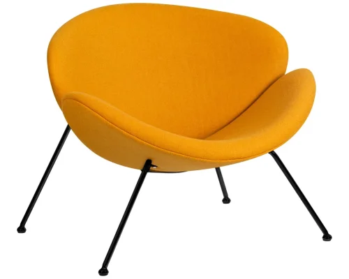 Кресло дизайнерское  72-LMO EMILY, цвет сиденья желтый (AF13), цвет основания черный Dobrin, жёлтый/ткань, ножки/металл/чёрный, размеры - ****810*780
