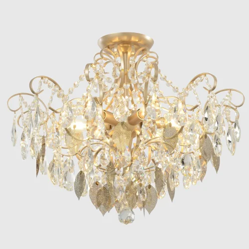 Люстра потолочная ESMIRALDA PL6 GOLD Crystal Lux прозрачная на 6 ламп, основание золотое в стиле арт-деко фото 4