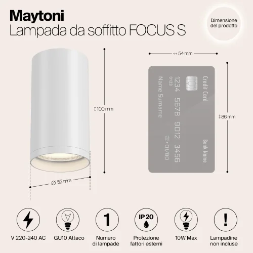 Светильник накладной Focus S C052CL-01W Maytoni белый на 1 лампу, основание белое в стиле современный хай-тек круглый фото 5