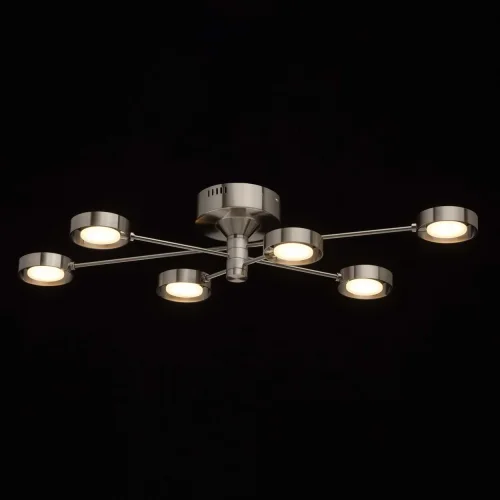 Люстра потолочная LED Гэлэкси 632015506 DeMarkt матовая никель на 6 ламп, основание матовое никель в стиле хай-тек  фото 2