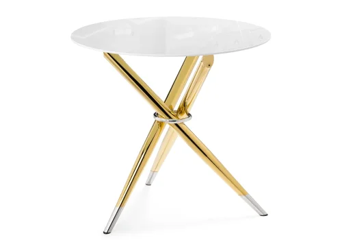 Стеклянный стол Rock 80х75 white / gold 15550 Woodville столешница белая из стекло фото 3