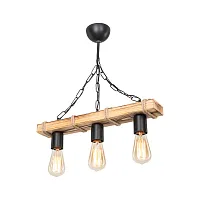 Светильник подвесной Merilyn TL1648H-03BK Toplight без плафона на 3 лампы, основание коричневое чёрное в стиле кантри лофт 