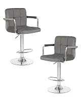 Стул барный набор 2 шт. SET-2 5011-LM KRUGER ARM, цвет сиденья серый велюр (MJ9-75), цвет основания хромированная сталь Dobrin, /велюр, ножки/металл/хром, размеры - 920*1130***515*490