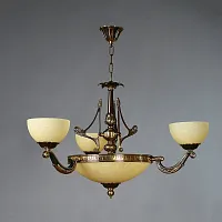 Люстра подвесная  TENERIFE 02166/3 PB AMBIENTE by BRIZZI бежевая на 6 ламп, основание бронзовое в стиле классический 