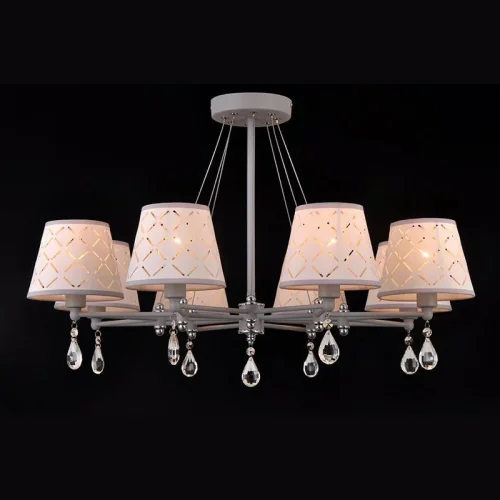 Люстра потолочная LISBON 81054-8C STAIN GRAY Natali Kovaltseva белая на 8 ламп, основание серое в стиле современный 