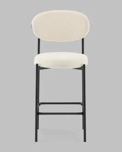 Стул полубарный Бриф DD букле молочный УТ000041504 Stool Group, белый/букле, ножки/сталь/чёрный, размеры - ***** фото 2
