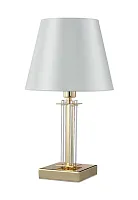 Настольная лампа NICOLAS LG1 GOLD/WHITE Crystal Lux белая 1 лампа, основание золотое стекло металл в стиле модерн 