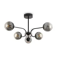 Светильник потолочный LED Arch FR6178CL-L30B Freya чёрный серый на 6 ламп, основание чёрное в стиле современный лофт 