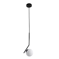 Светильник подвесной Bolla-Unica A1924SP-1BK Arte Lamp белый на 1 лампу, основание чёрное в стиле современный шар