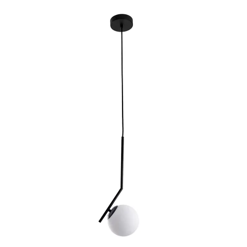 Светильник подвесной Bolla-Unica A1924SP-1BK Arte Lamp белый на 1 лампу, основание чёрное в стиле современный шар