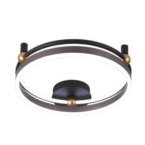 Люстра потолочная LED с пультом FERNANDO PL48W LED COFFEE/BLACK Crystal Lux чёрная коричневая на 1 лампа, основание коричневое чёрное в стиле современный кольца фото 5