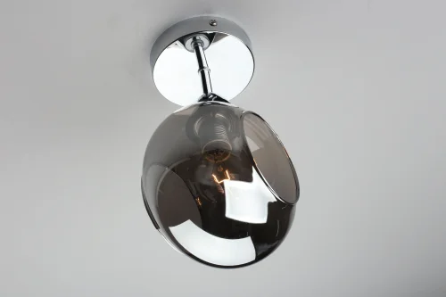 Бра Marsala OML-93801-01 Omnilux прозрачный серый на 1 лампа, основание хром в стиле лофт  фото 4