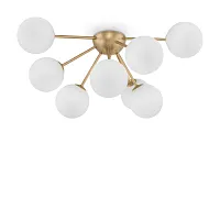 Люстра потолочная Alexis FR5120CL-09G Freya белая на 9 ламп, основание матовое золото в стиле современный шар