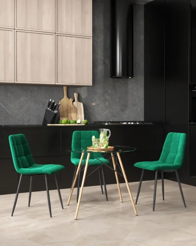 Стол круглый EAMES DSW NEW D=80, стеклянный на деревянных ножках УТ000039068 Stool Group столешница прозрачная из стекло фото 2