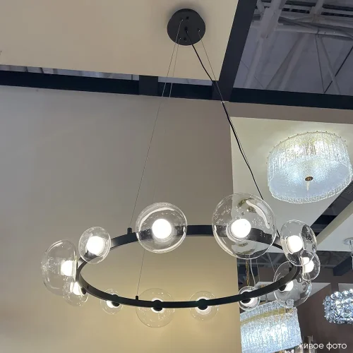 Люстра подвесная LED BOSQUE SP12 BLACK/TRANSPARENT Crystal Lux прозрачная на 12 ламп, основание чёрное в стиле современный фото 8