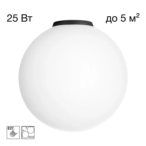 Светильник потолочный Ron CL941D25B5 Citilux белый на 1 лампу, основание чёрное в стиле современный шар Светильник потолочный Ron CL941D25B5 Citilux белый на 1 лампу, основание чёрное в стиле современный шар