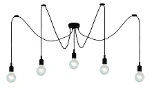 Светильник подвесной лофт FIX MULTI 08408/05/30 Lucide без плафона 5 ламп, основание чёрное в стиле лофт паук
