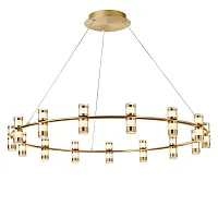 Люстра подвесная LED Ampullen 4323-15P Favourite прозрачная на 15 ламп, основание золотое в стиле современный кольца
