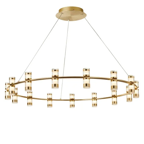 Люстра подвесная LED Ampullen 4323-15P Favourite прозрачная на 15 ламп, основание золотое в стиле современный кольца