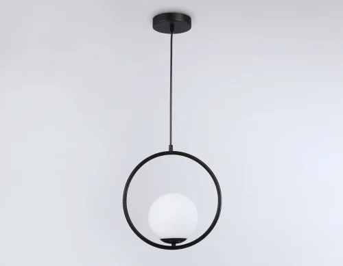 Светильник подвесной TR2592 Ambrella light белый 1 лампа, основание чёрное в стиле современный  фото 2